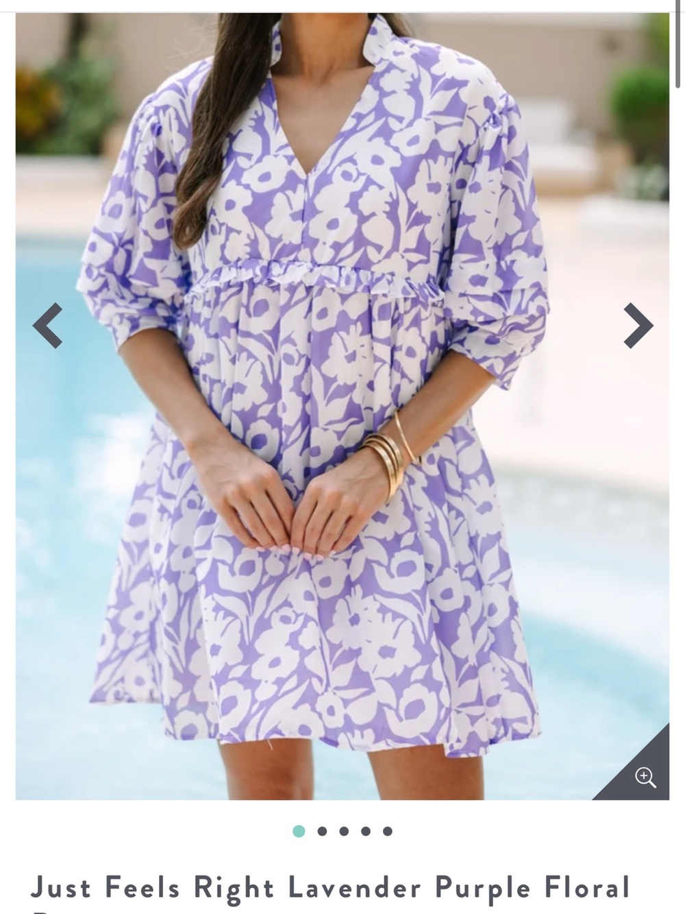 entro Lavender and White Floral Babydoll Dress - Picture 7 of 8